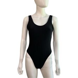 Zaful High Cut Backless Black Swimsuit
